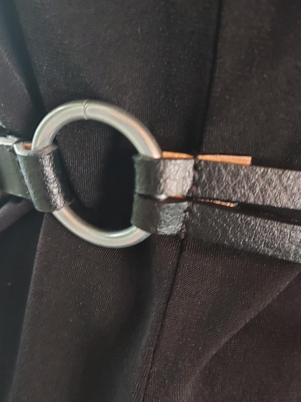 Chico's Black Leather Adjustable Belt with Silver-Tone Hook Closure. M - Picture 4 of 11